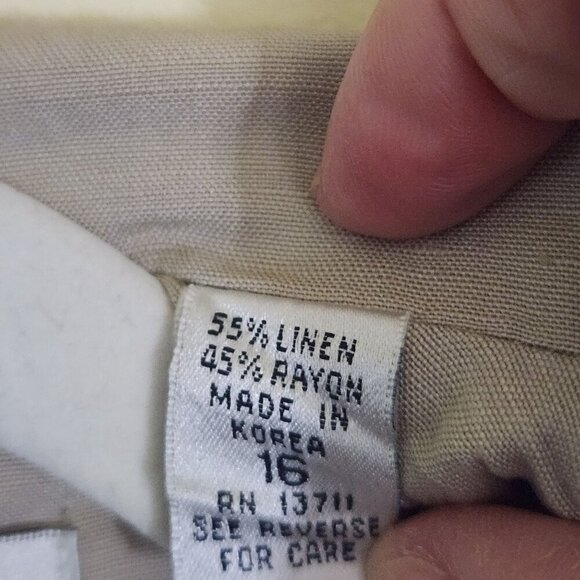 Valerie Stevens Vintage Neutral Linen Blend Pant Suit Size 16 - Picture 7 of 7